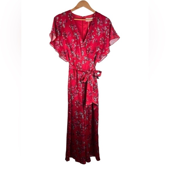 NWT Keepsake the Label Stop Me Wrap Jumpsuit Floral Red Size Small - Picture 2 of 6